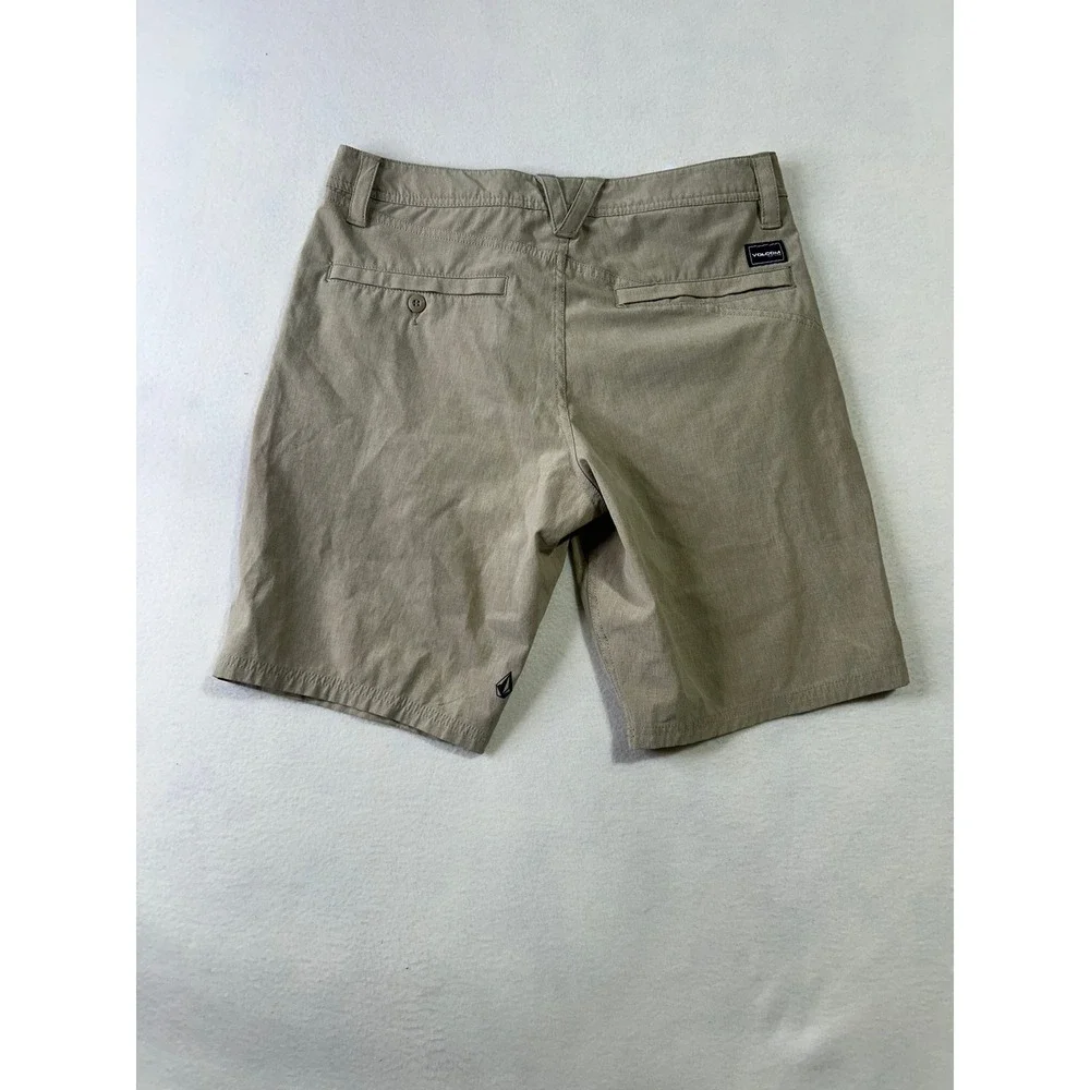 Volcom Mens Hybrid Shorts Khaki Tan Heathered Chino Boardshorts Size 31